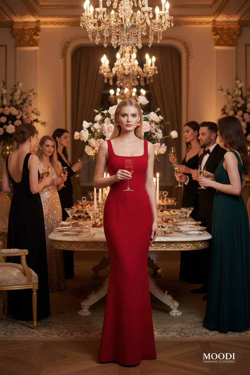 Red luxury heart earrings