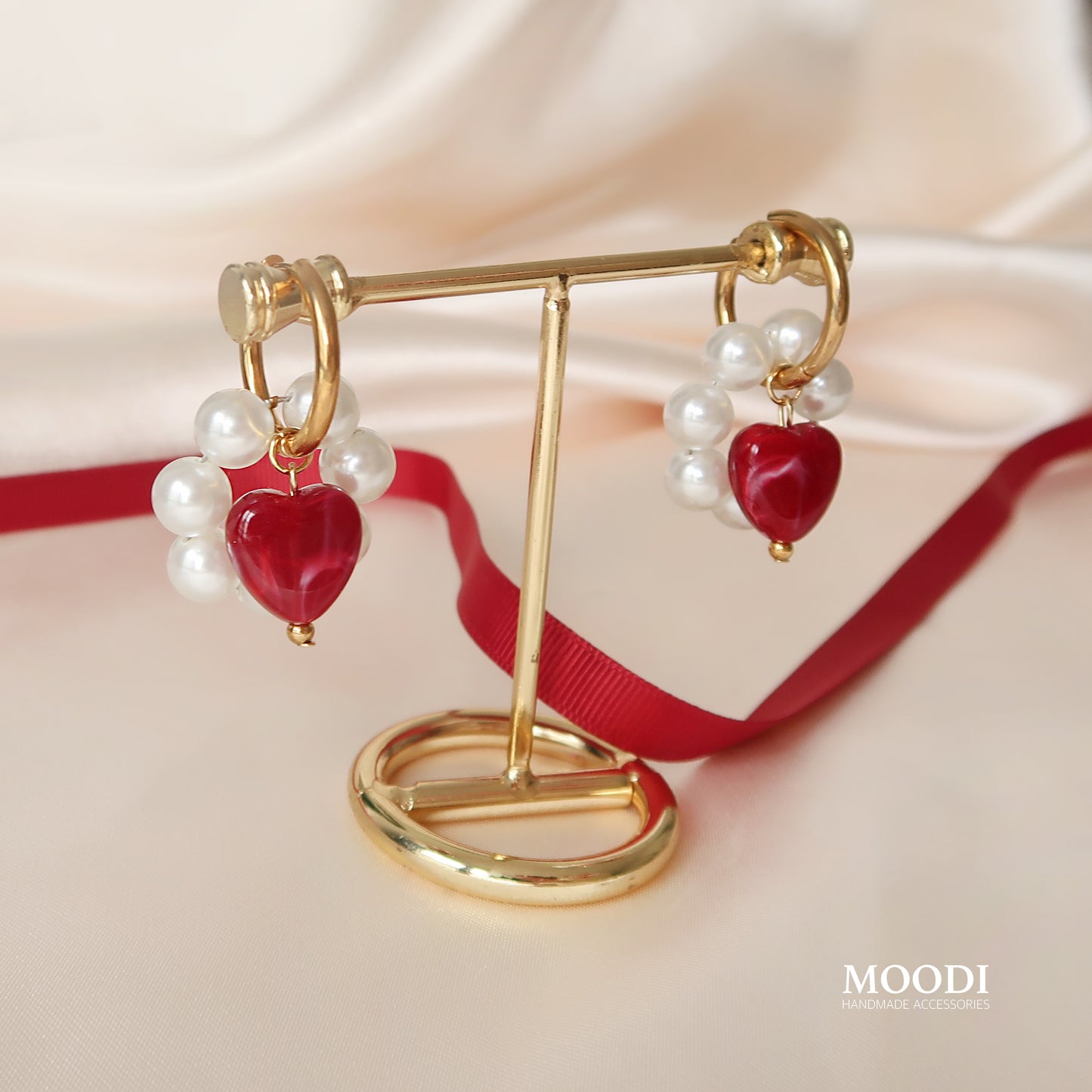 Red luxury heart earrings