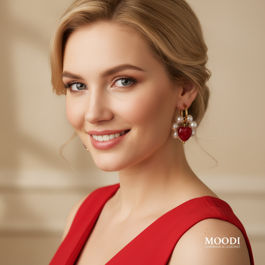 Red luxury heart earrings