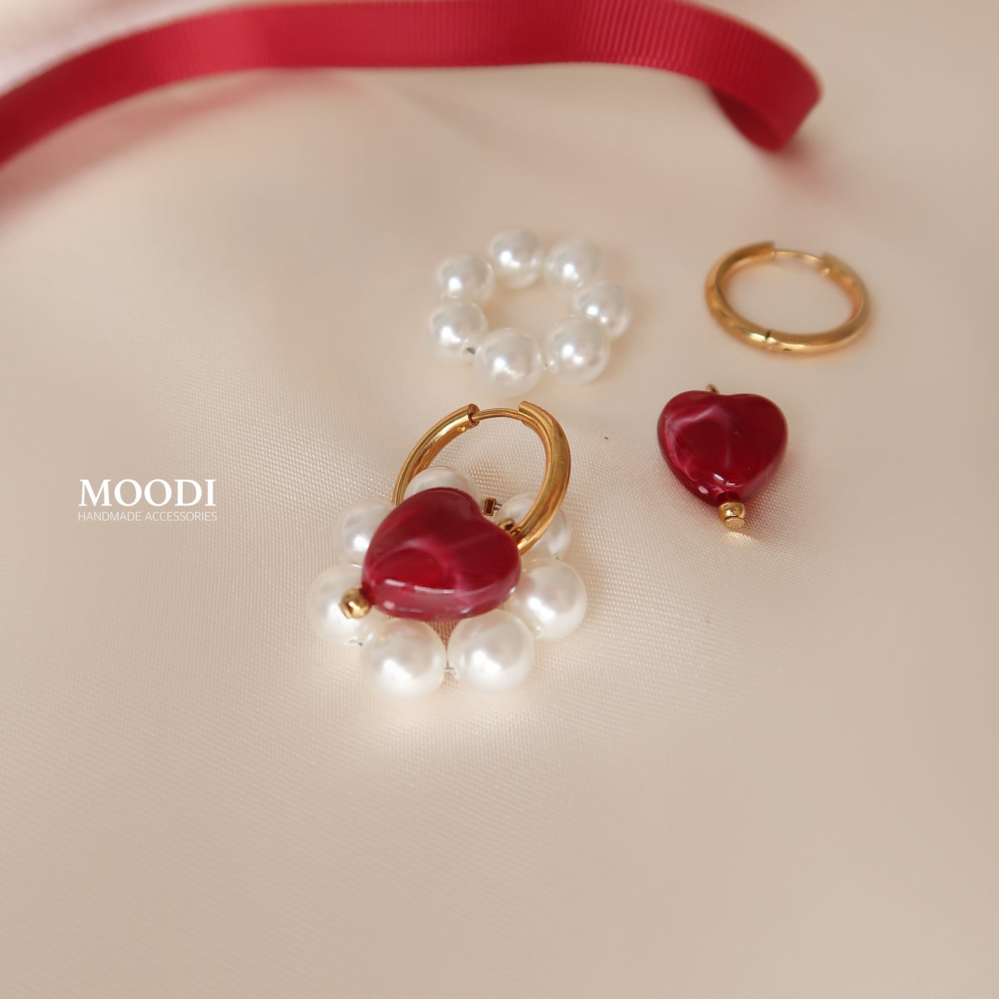 Red luxury heart earrings