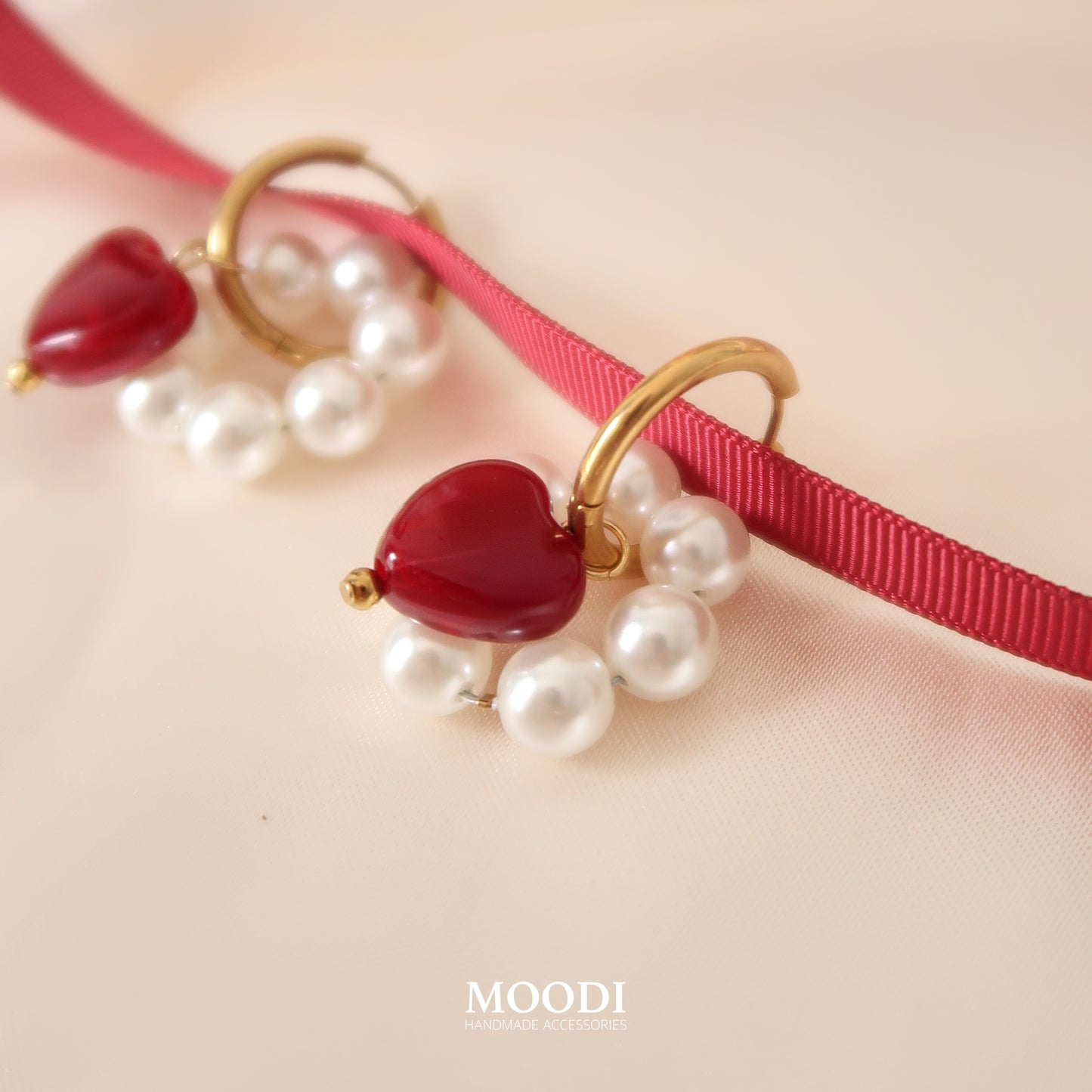 Red luxury heart earrings