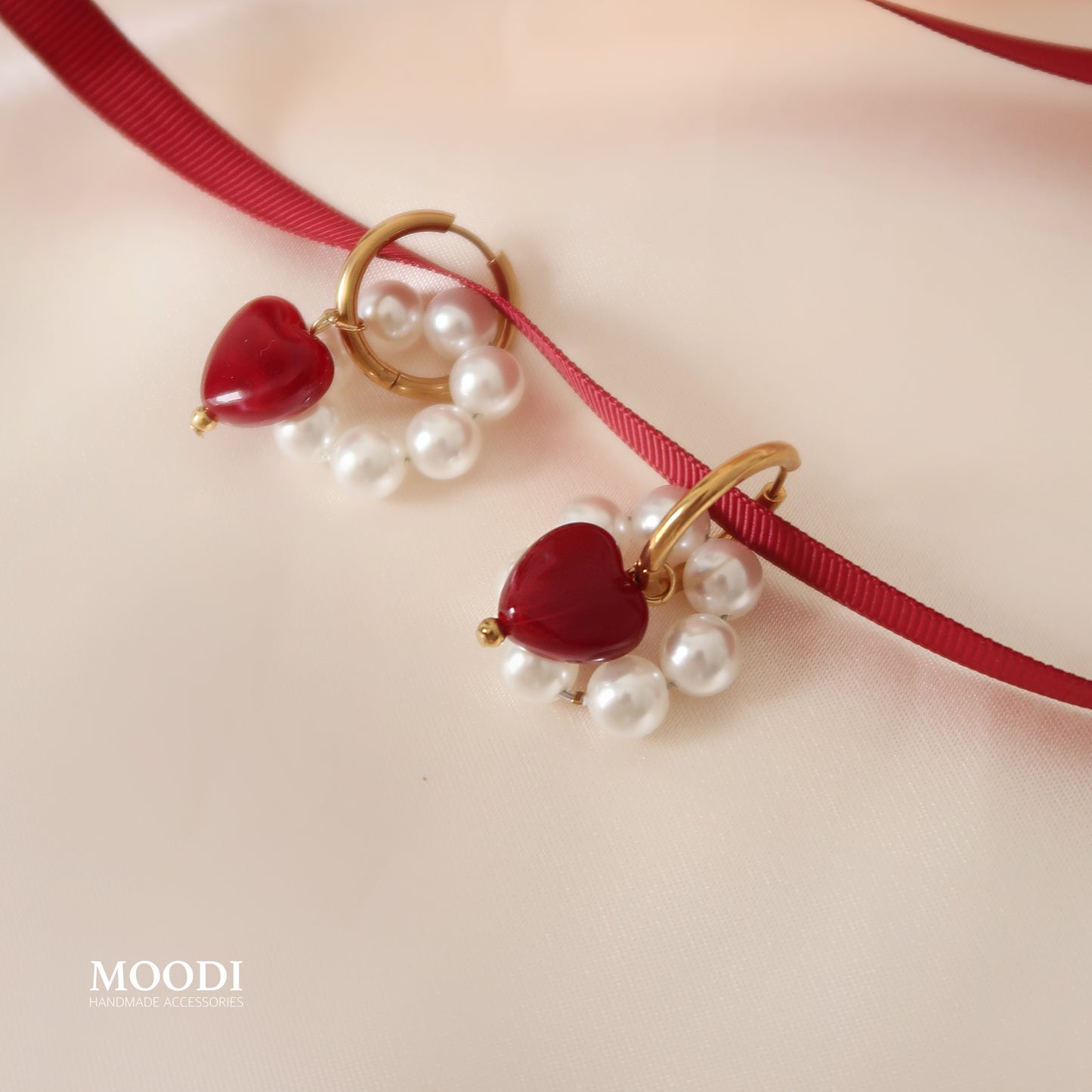 Red luxury heart earrings