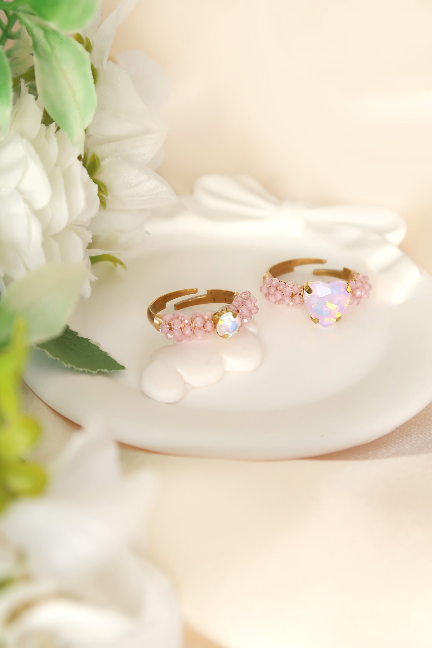 Pink Swarovski Hearth crystal Ring