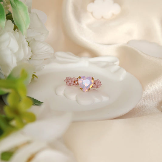 Pink Swarovski Hearth crystal Ring