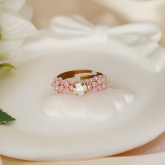 Pink Swarovski white stone Ring