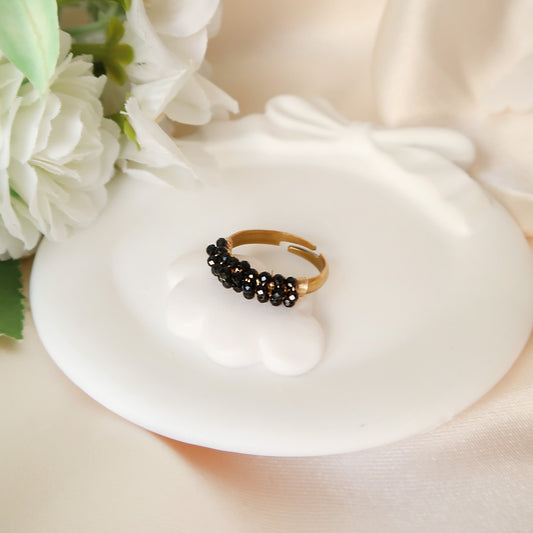 Black Swarovski Simple Ring