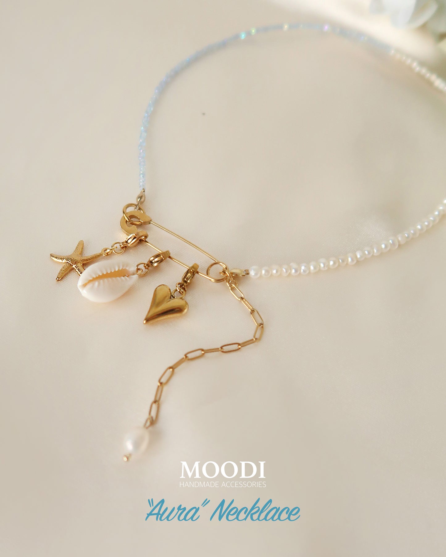 Колие "Aura" перли и закопчалка секретна игла