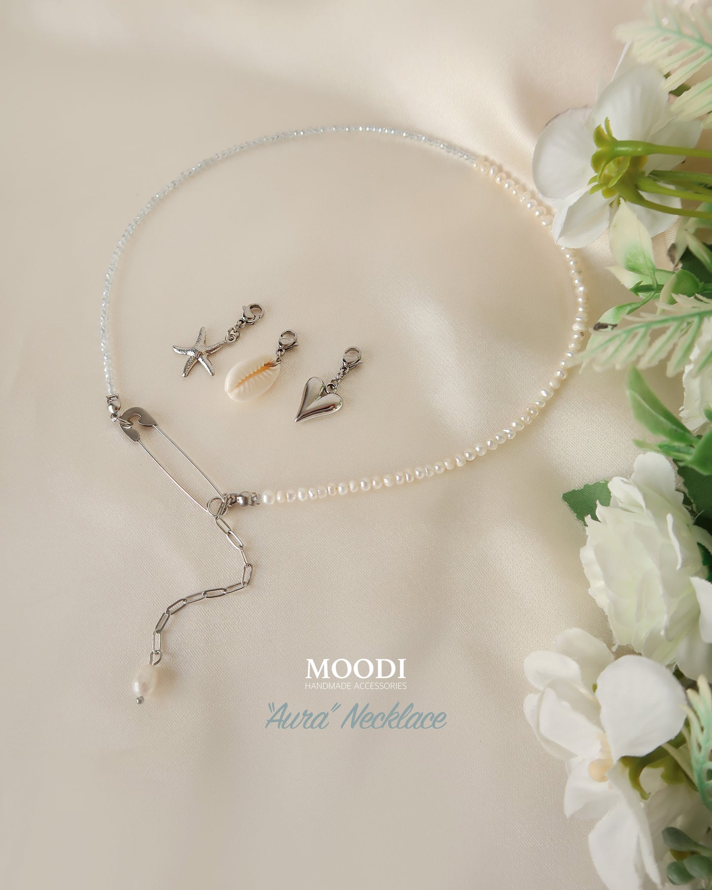 Колие "Aura" перли и закопчалка секретна игла