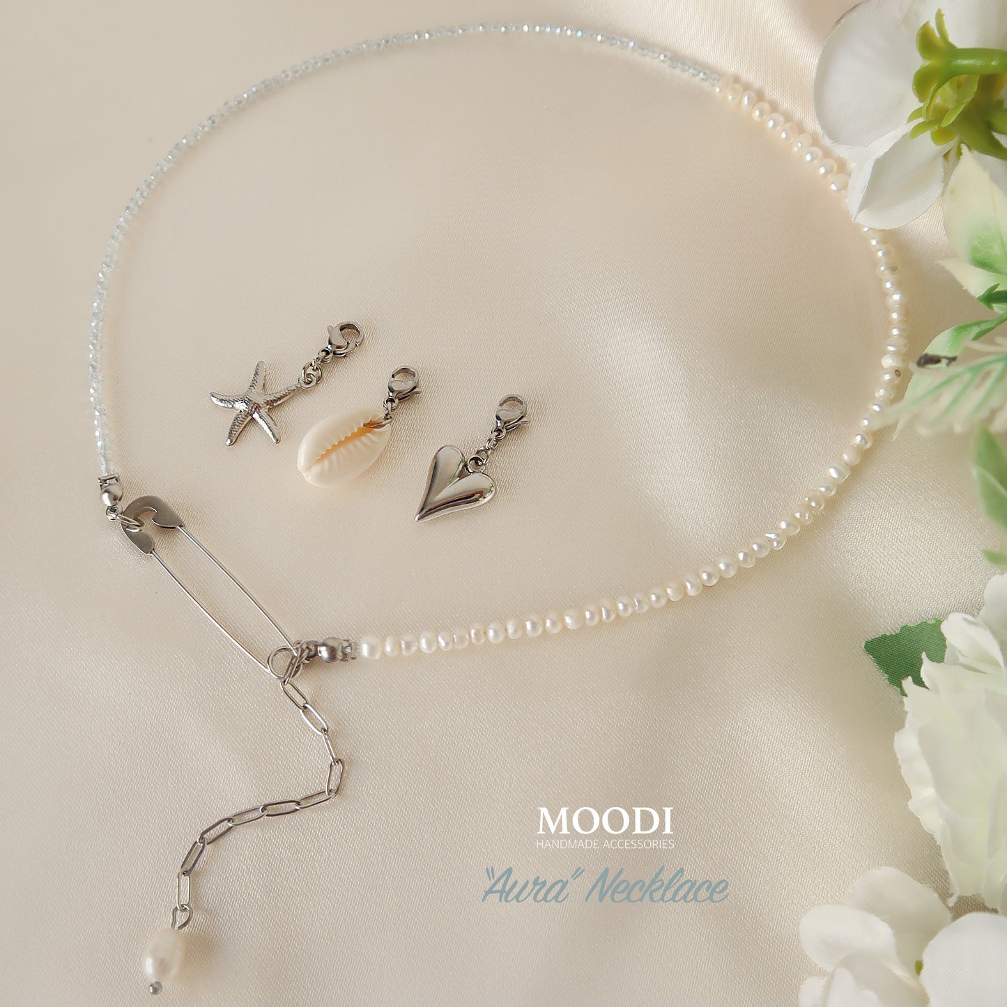 Колие "Aura" перли и закопчалка секретна игла