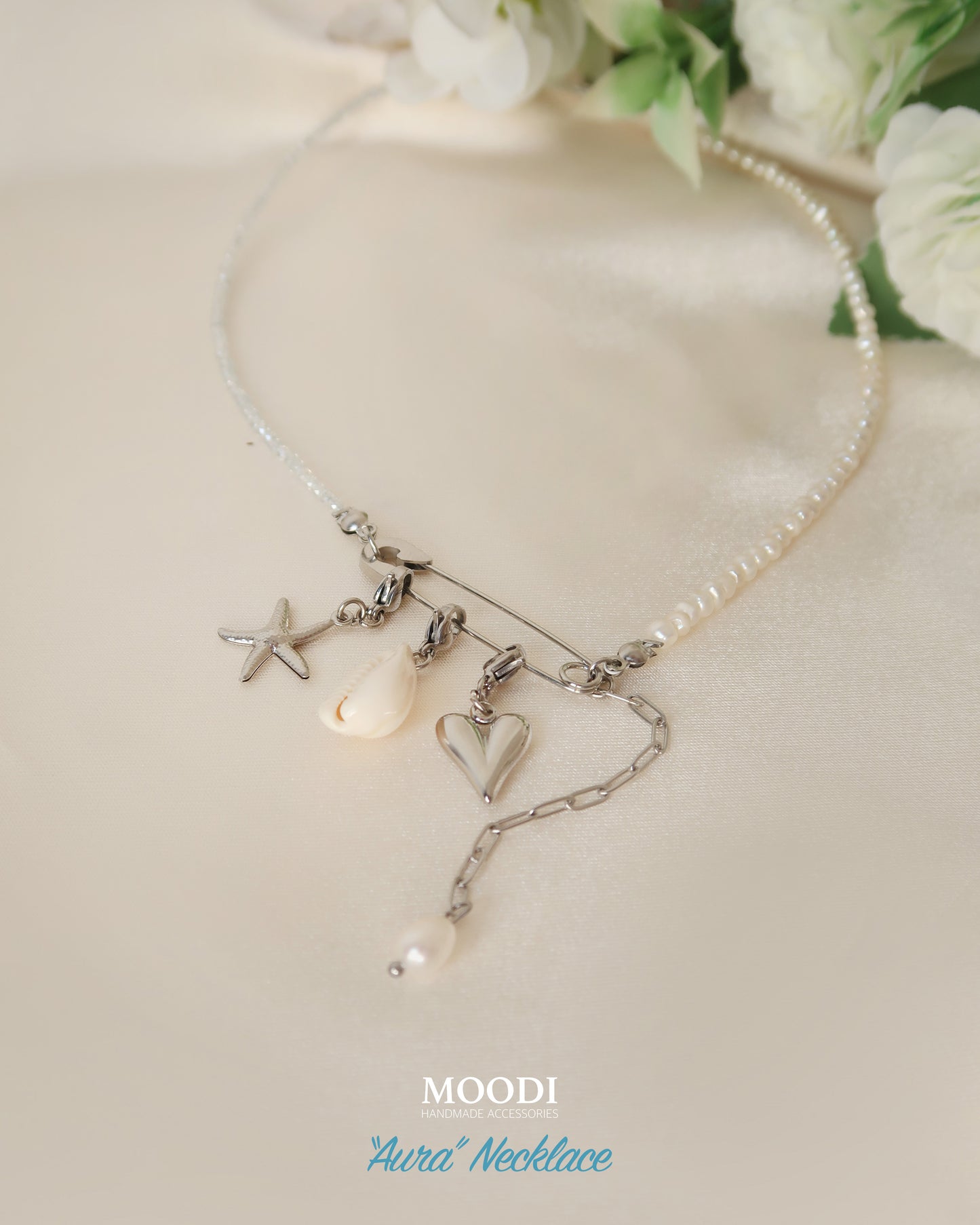 Колие "Aura" перли и закопчалка секретна игла