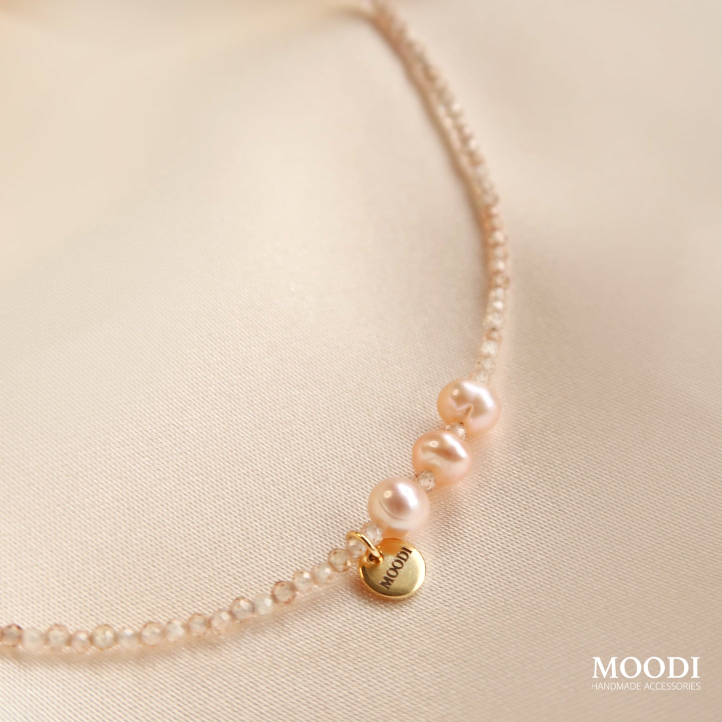 Necklace "Beige Swarovski"
