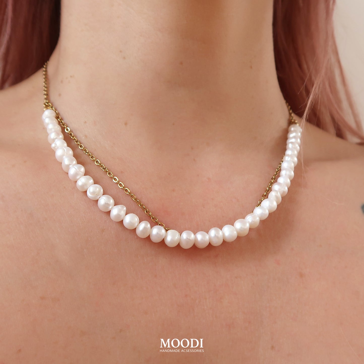 Necklace "Mira" with natural pearls
