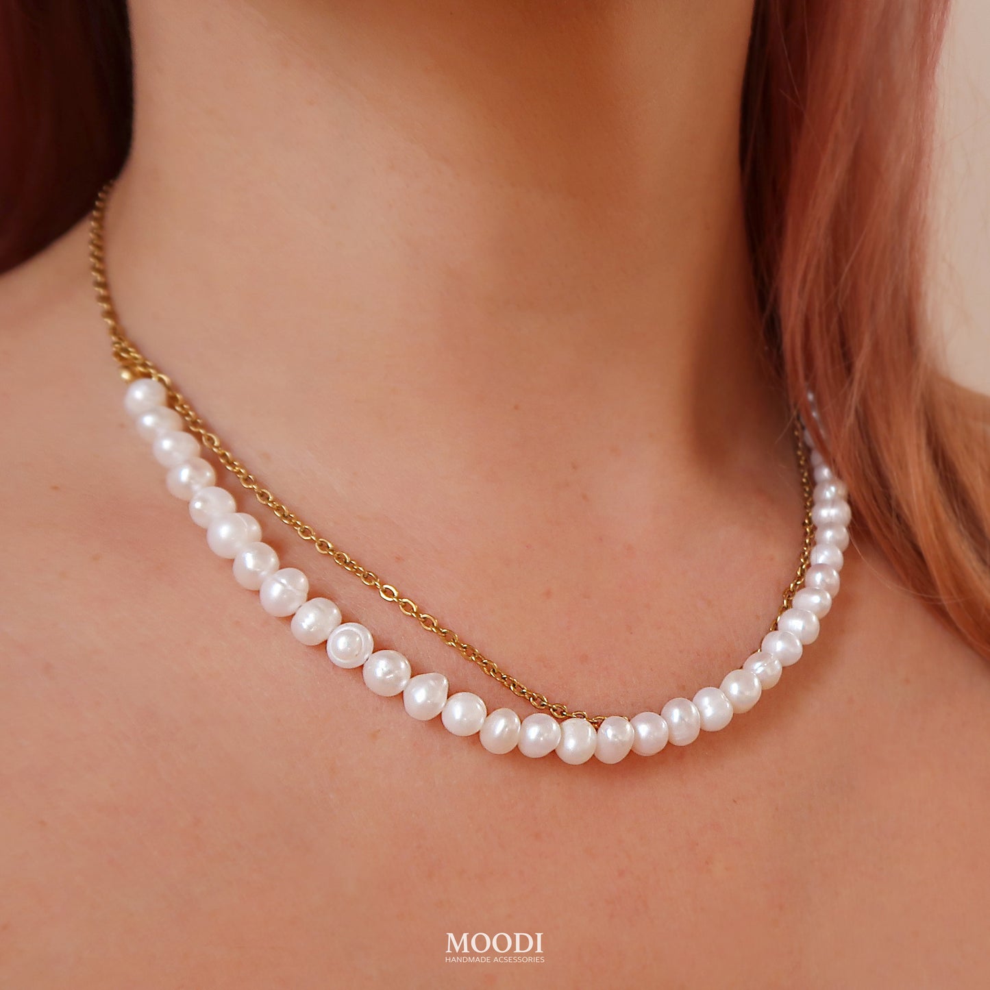 Necklace "Mira" with natural pearls